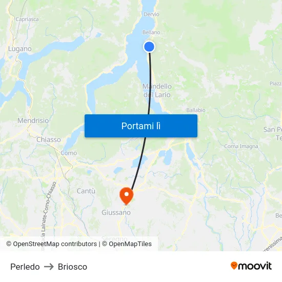 Perledo to Briosco map
