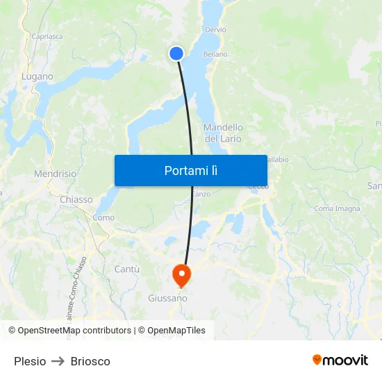 Plesio to Briosco map