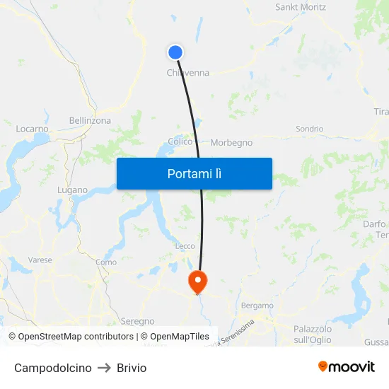 Campodolcino to Brivio map