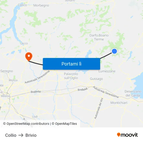 Collio to Brivio map
