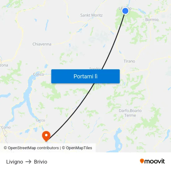 Livigno to Brivio map