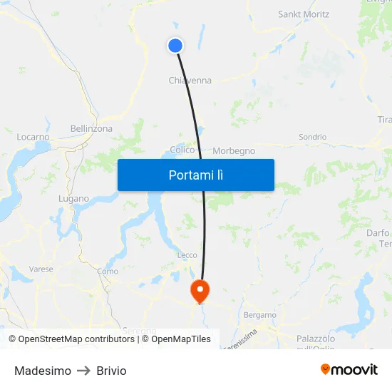 Madesimo to Brivio map