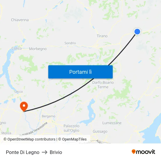 Ponte Di Legno to Brivio map