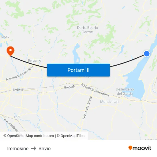 Tremosine to Brivio map