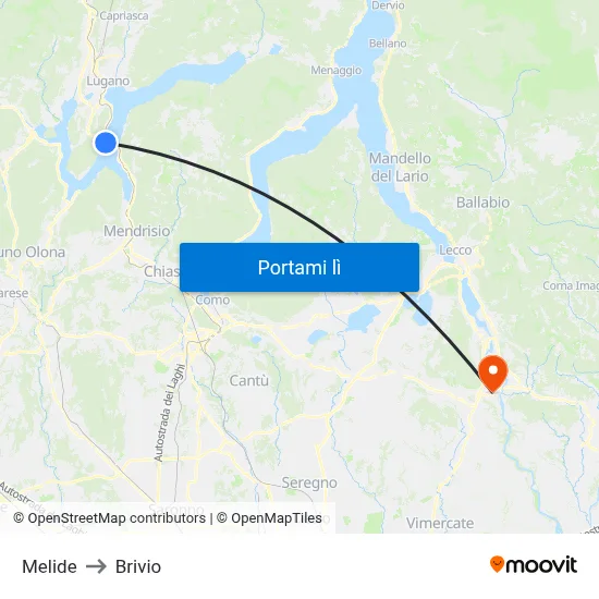 Melide to Brivio map