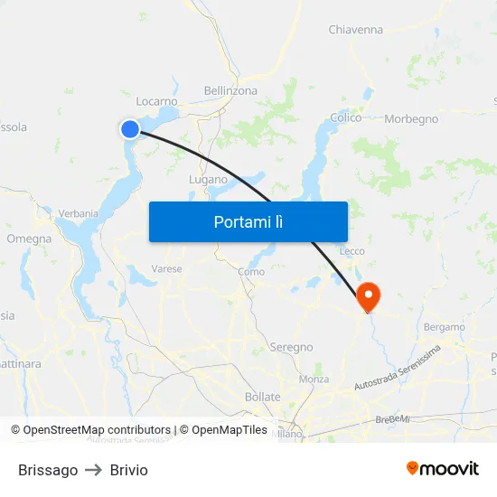 Brissago to Brivio map