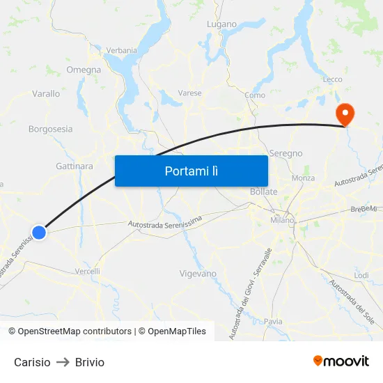 Carisio to Brivio map