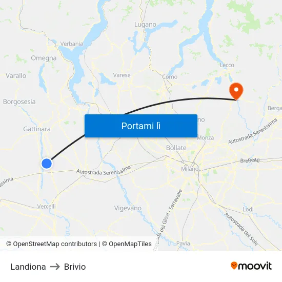 Landiona to Brivio map