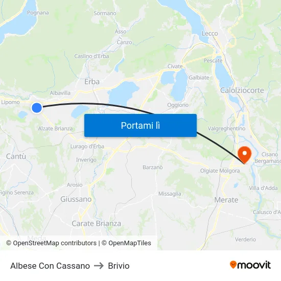 Albese Con Cassano to Brivio map