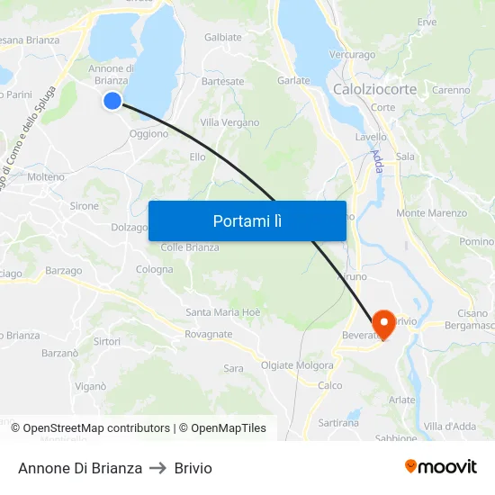 Annone Di Brianza to Brivio map