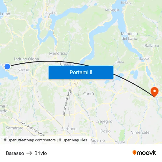 Barasso to Brivio map
