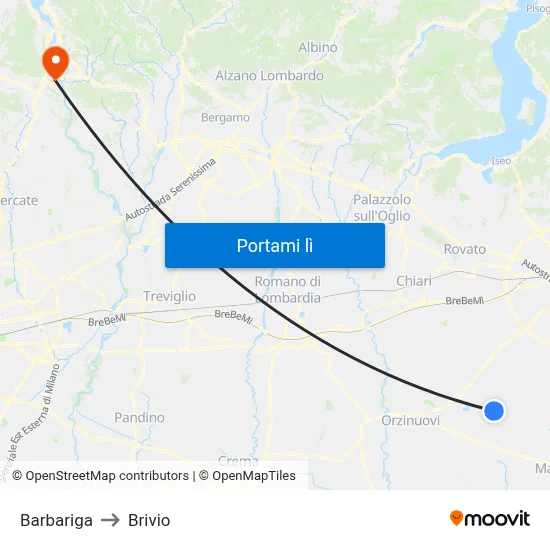 Barbariga to Brivio map