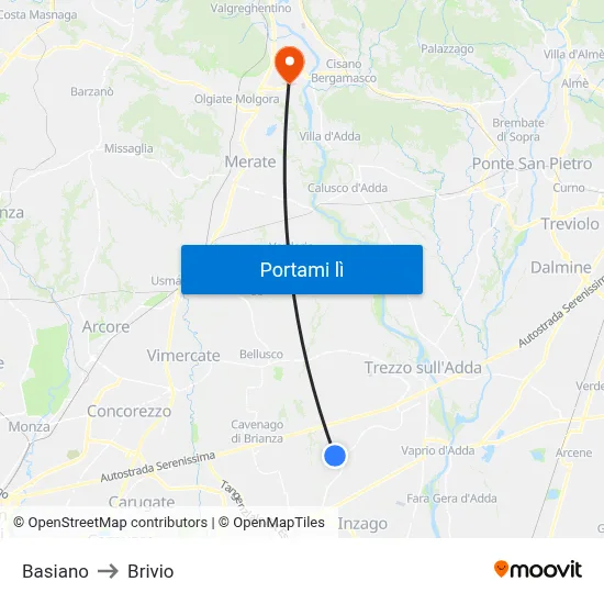Basiano to Brivio map
