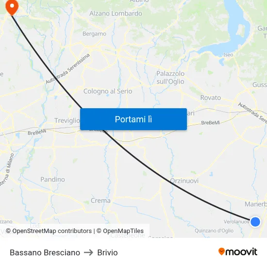 Bassano Bresciano to Brivio map