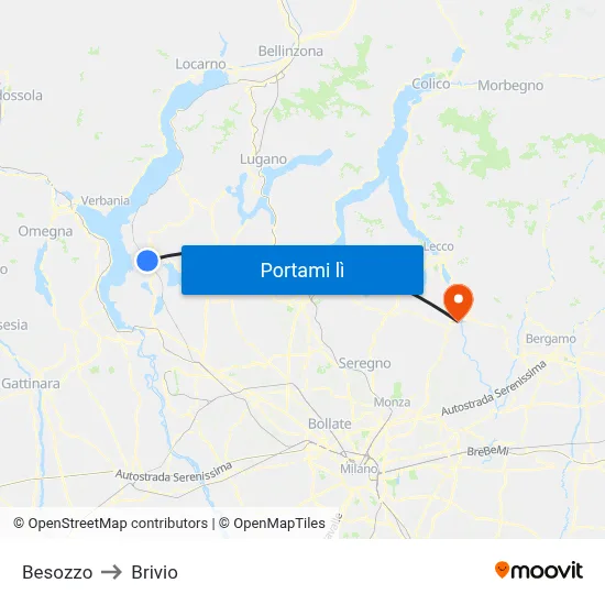 Besozzo to Brivio map
