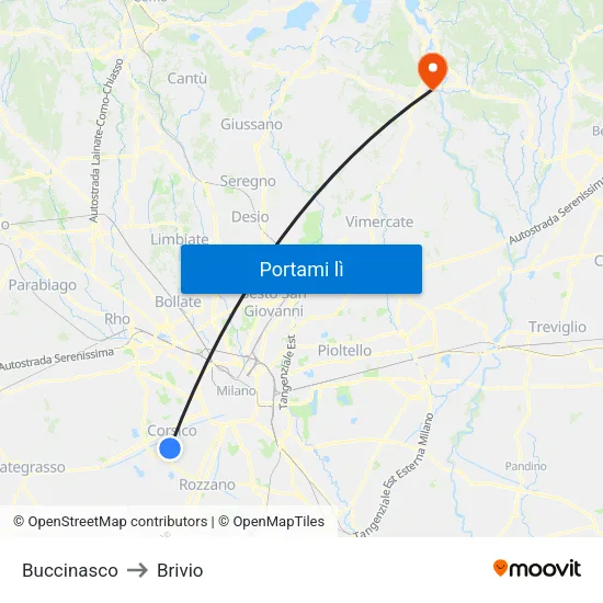 Buccinasco to Brivio map