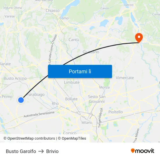 Busto Garolfo to Brivio map