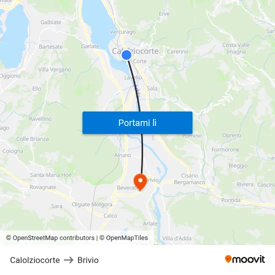 Calolziocorte to Brivio map
