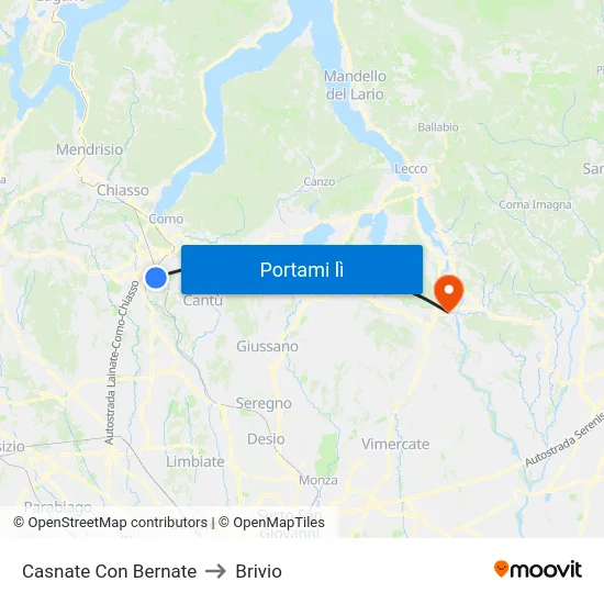 Casnate Con Bernate to Brivio map
