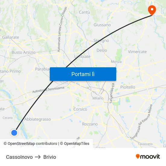 Cassolnovo to Brivio map
