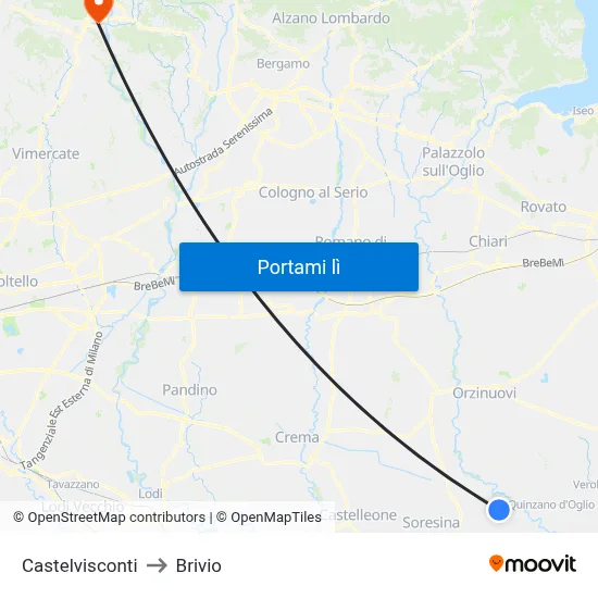 Castelvisconti to Brivio map