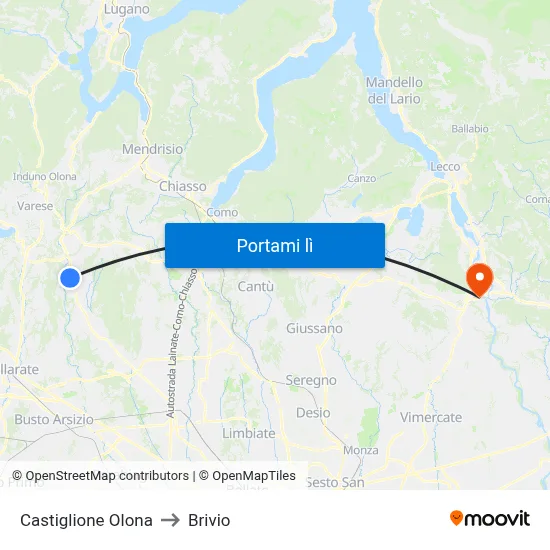 Castiglione Olona to Brivio map