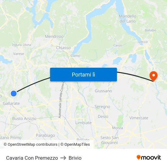 Cavaria Con Premezzo to Brivio map