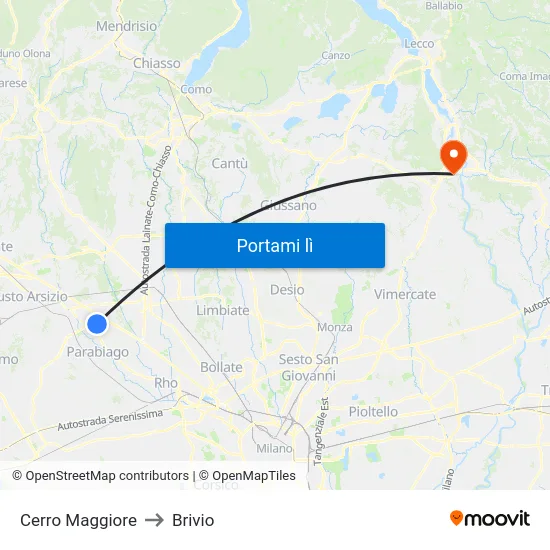 Cerro Maggiore to Brivio map