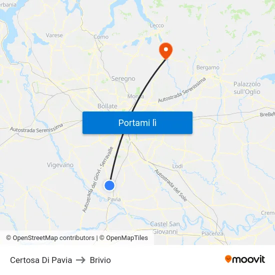 Certosa Di Pavia to Brivio map