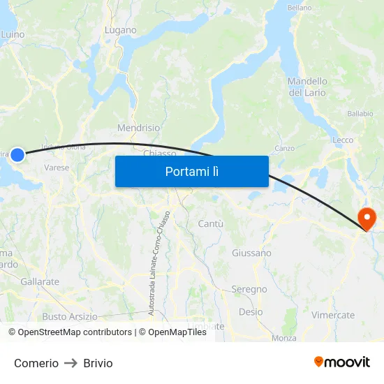 Comerio to Brivio map