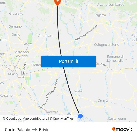 Corte Palasio to Brivio map