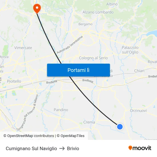 Cumignano Sul Naviglio to Brivio map