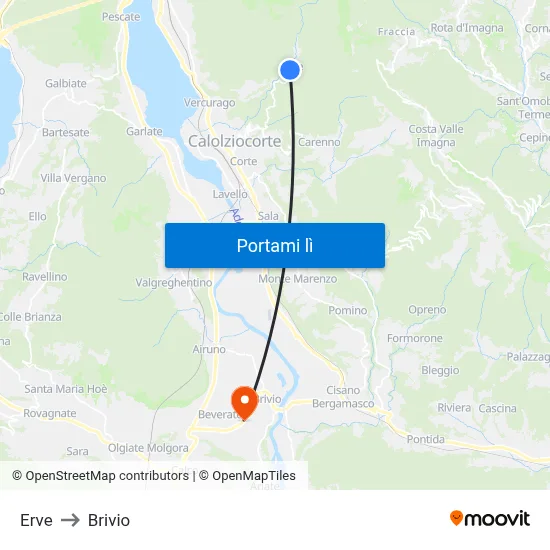 Erve to Brivio map