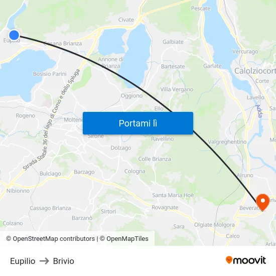 Eupilio to Brivio map
