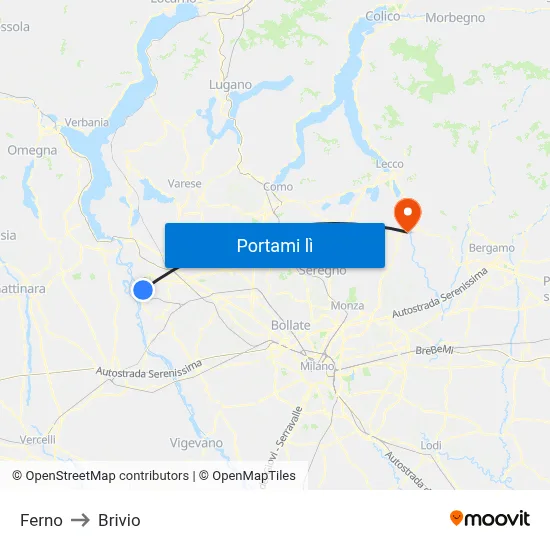 Ferno to Brivio map
