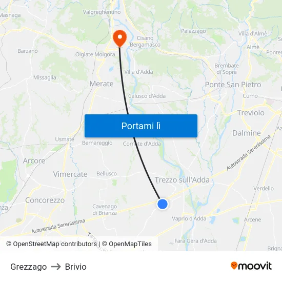 Grezzago to Brivio map