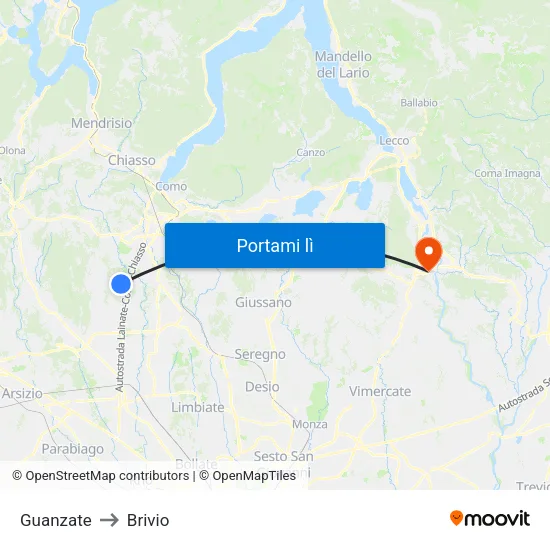 Guanzate to Brivio map