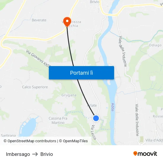Imbersago to Brivio map