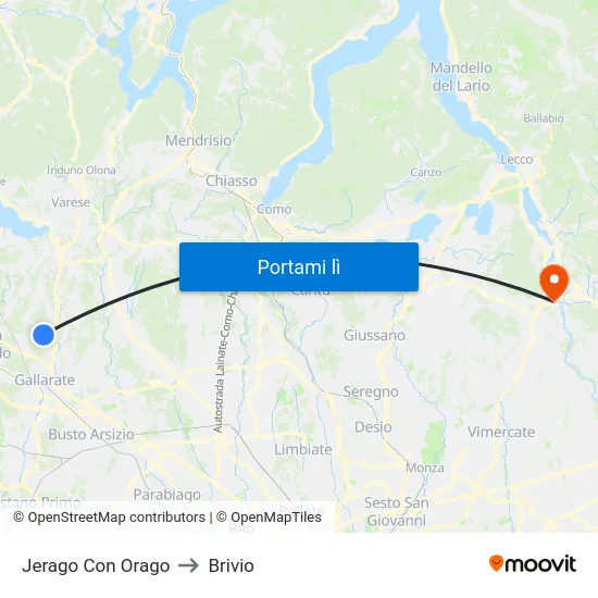 Jerago Con Orago to Brivio map