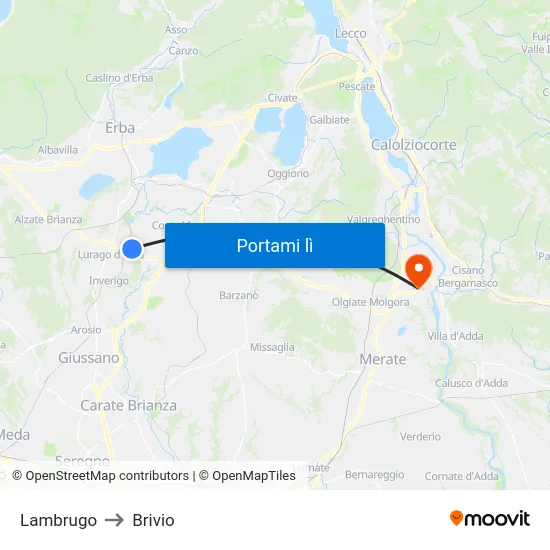 Lambrugo to Brivio map