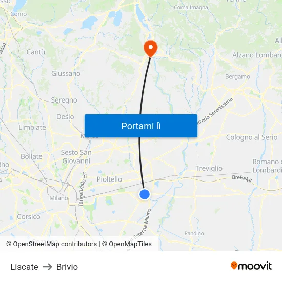 Liscate to Brivio map