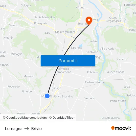 Lomagna to Brivio map