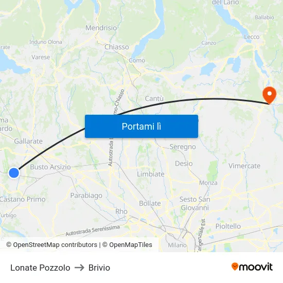 Lonate Pozzolo to Brivio map