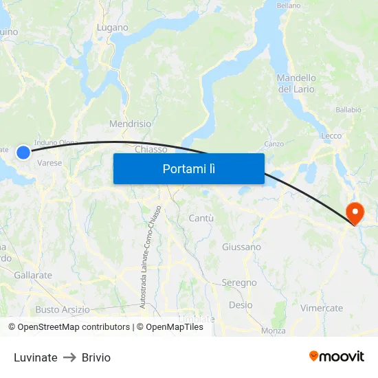 Luvinate to Brivio map