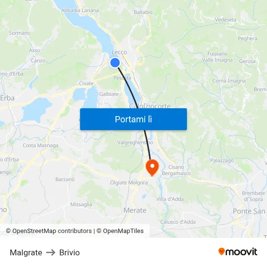 Malgrate to Brivio map