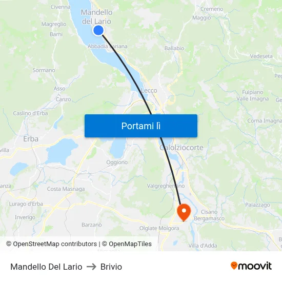 Mandello Del Lario to Brivio map