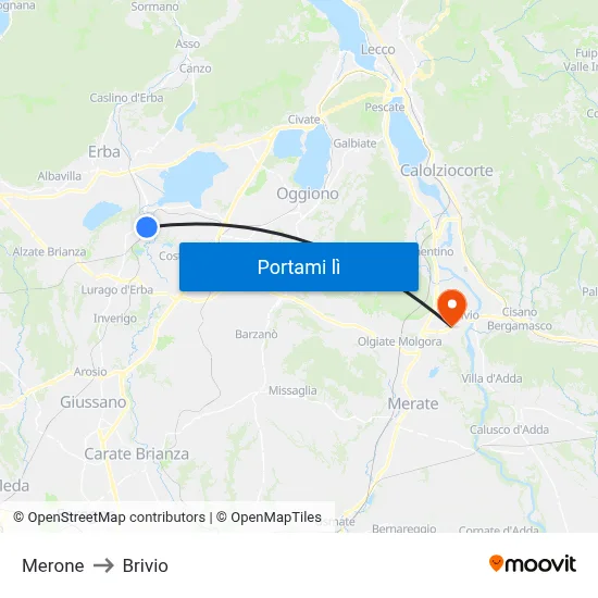 Merone to Brivio map