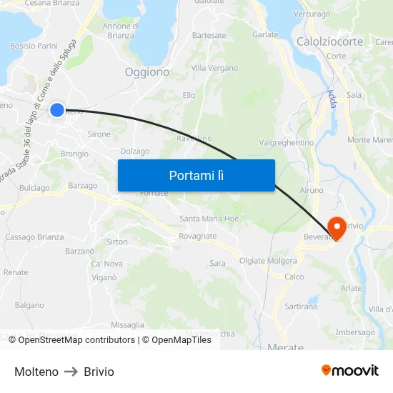 Molteno to Brivio map
