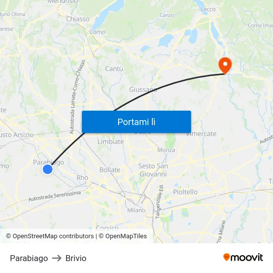 Parabiago to Brivio map