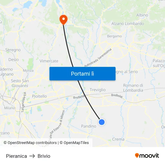 Pieranica to Brivio map